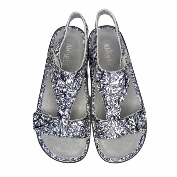 Alegria Ken Kendra sandals white black floral open toe adjustable EU size 42 - Picture 2 of 8